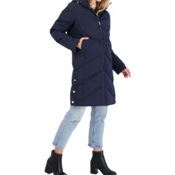 Quilted Mid-Length Winter Puffer Coat with Funnel Neck