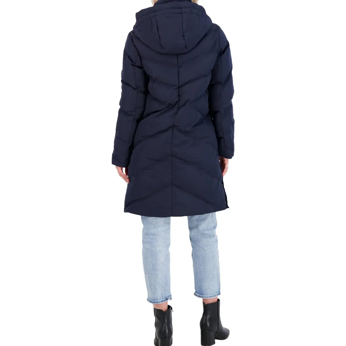 Quilted Mid-Length Winter Puffer Coat with Funnel Neck