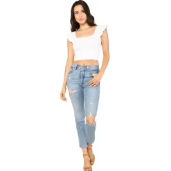 RAGA Kensley Cap Sleeve Square Neck Crop Top