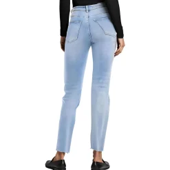 Raw Hem Denim Straight Leg Jeans