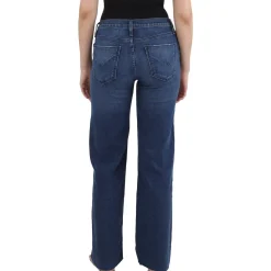 Raw Hem Denim Straight Leg Jeans