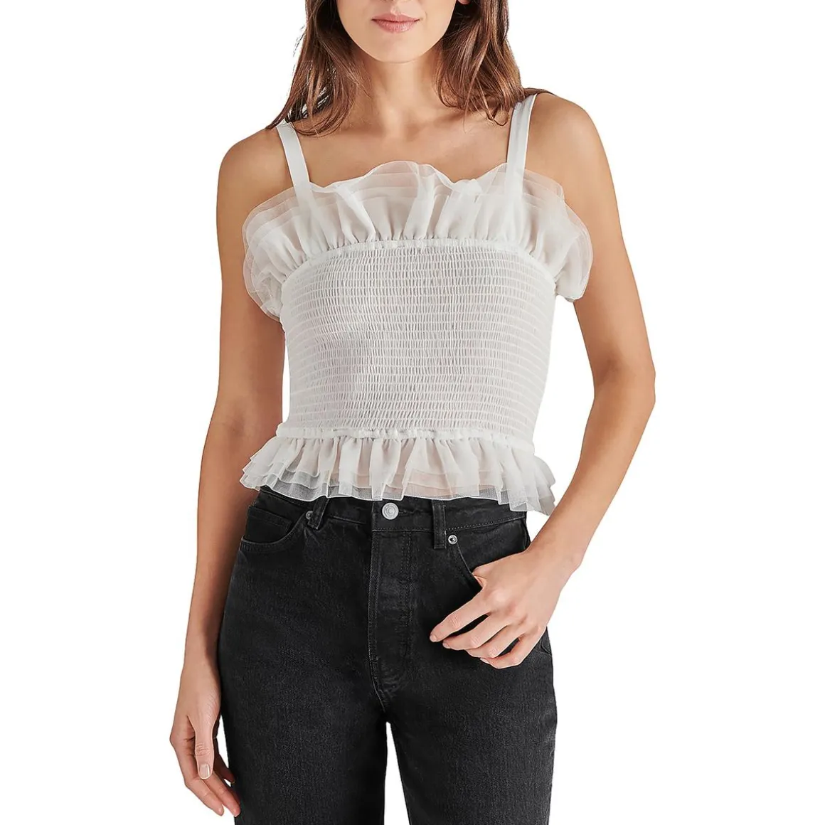 Rhiannon Ruffled Cropped Shell
