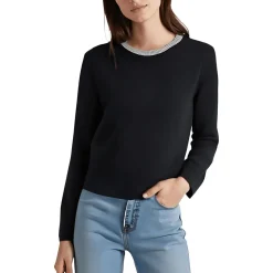 Rhinestone Knit Crewneck Sweater