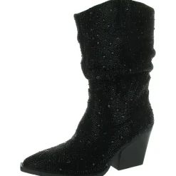 Rhinestone Mid-Calf Boots