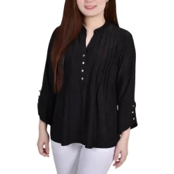 Ribbed Collar Blouse