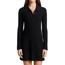 Ribbed Collar Sweaterdress