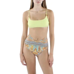 Ribbed Embellished Bikini Swim top