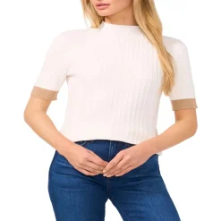 Ribbed Knit Mock Turtleneck Sweater