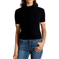 Ribbed Knit Mock Turtleneck Sweater