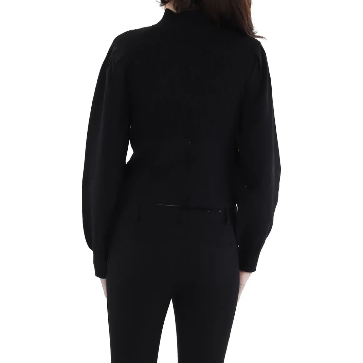 Ribbed Knit Mock Turtleneck Sweater