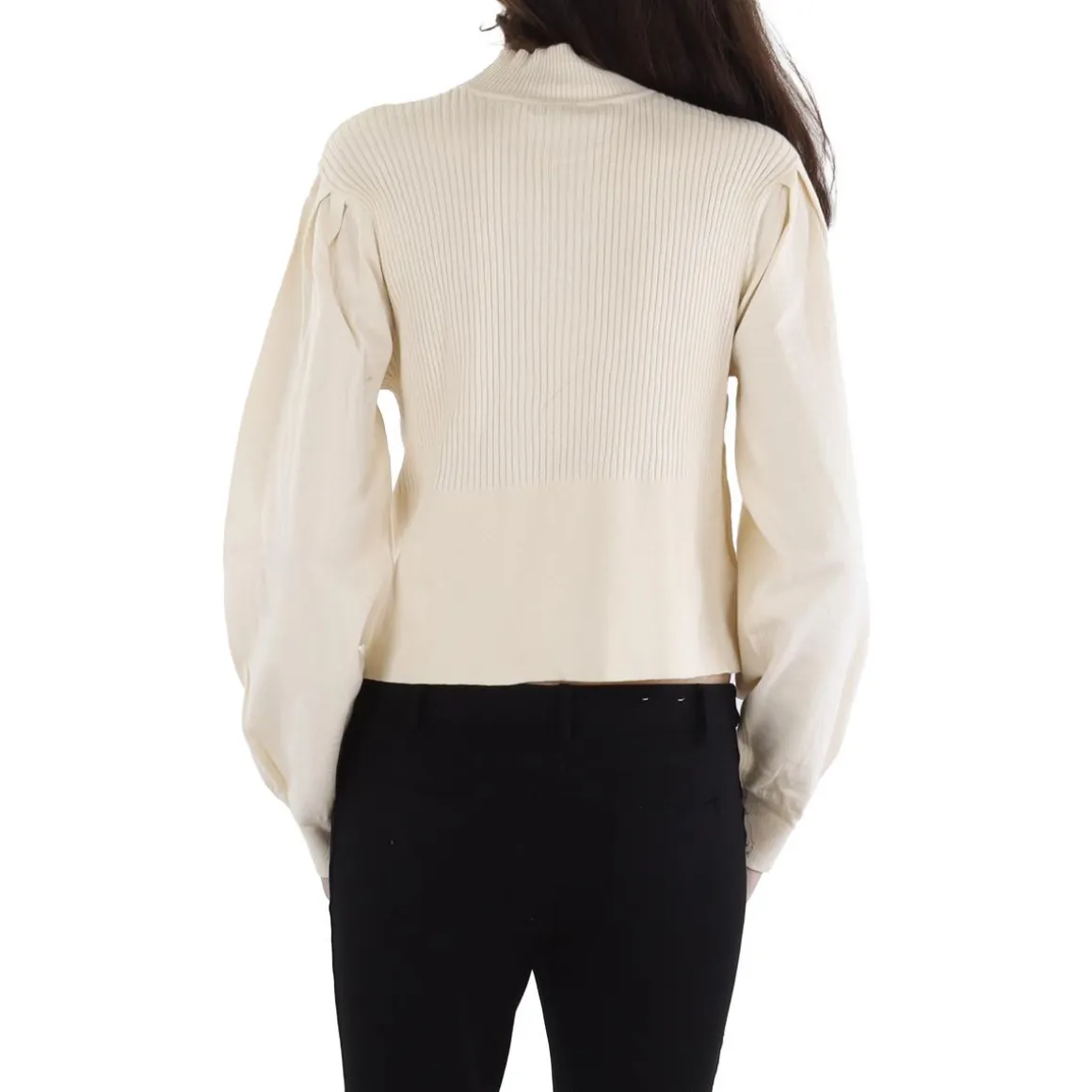 Ribbed Knit Mock Turtleneck Sweater