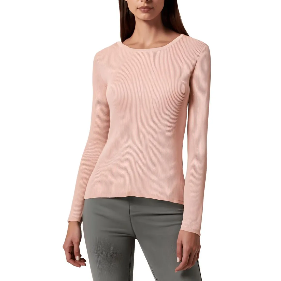 Ribbed Scoop Neck Pullover Sweater