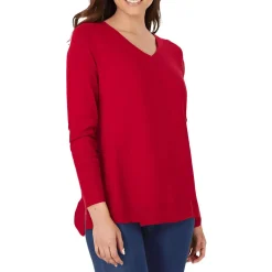 Ribbed Trim Tunic Sweater