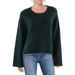 Ribbed Trim Cable Knit Pullover Sweater
