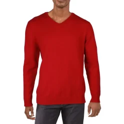 Ribbed Trim Cashmere V-Neck Sweater