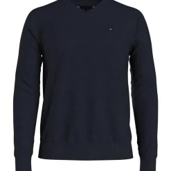 Ribbed Trim Cotton Pullover Sweater