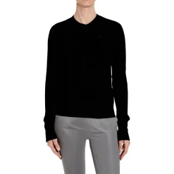 Ribbed Trim Cotton Pullover Sweater