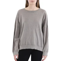Ribbed Trim Cotton Pullover Sweater