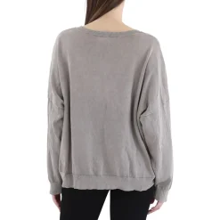 Ribbed Trim Cotton Pullover Sweater