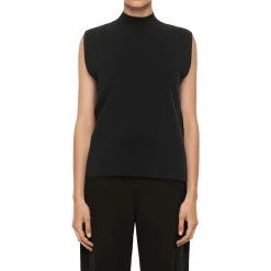 Ribbed Trim Knit Mock Turtleneck Sweater