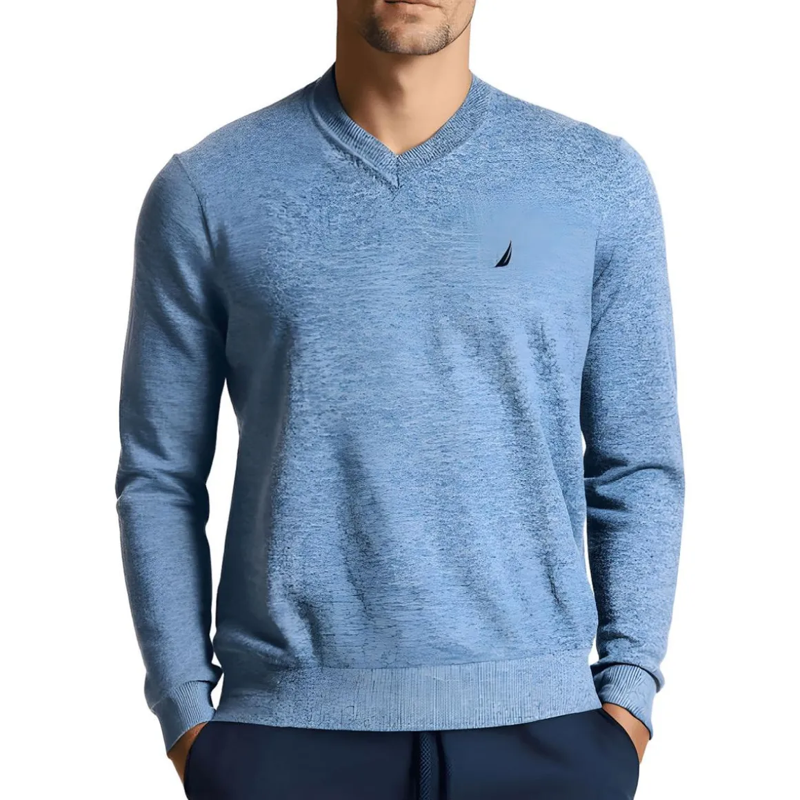 Ribbed Trim Knit Pullover Sweater