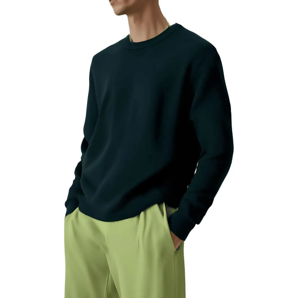 Ribbed Trim Knit Pullover Sweater