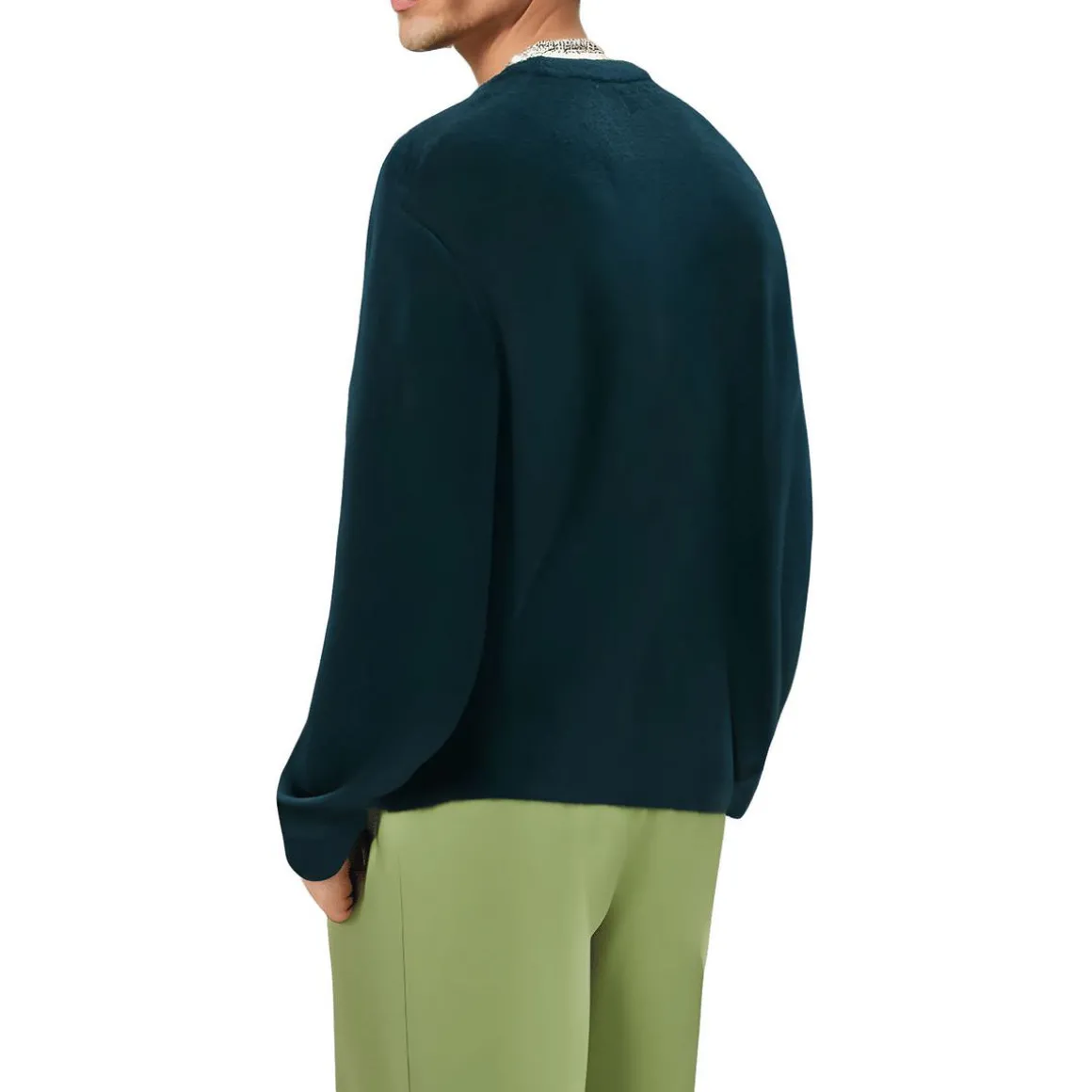 Ribbed Trim Knit Pullover Sweater