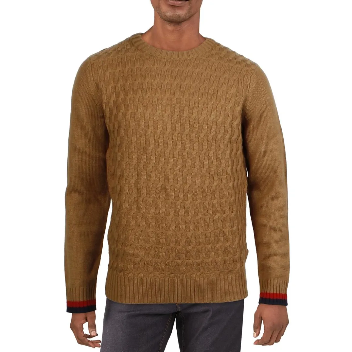 Ribbed Trim Knit Pullover Sweater