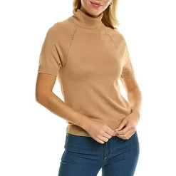 Ribbed Trim Knit Turtleneck Sweater