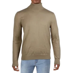 Ribbed Trim Wool Turtleneck Sweater