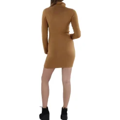 Ribbed Trim Above Knee Sweaterdress