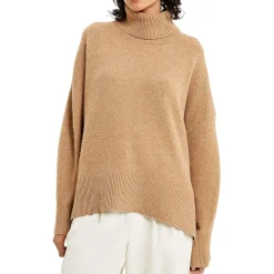 Ribbed Trim Knit Turtleneck Sweater