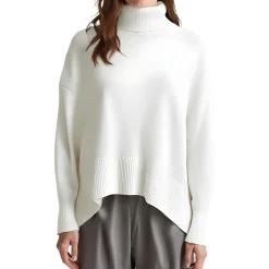 Ribbed Trim Knit Turtleneck Sweater