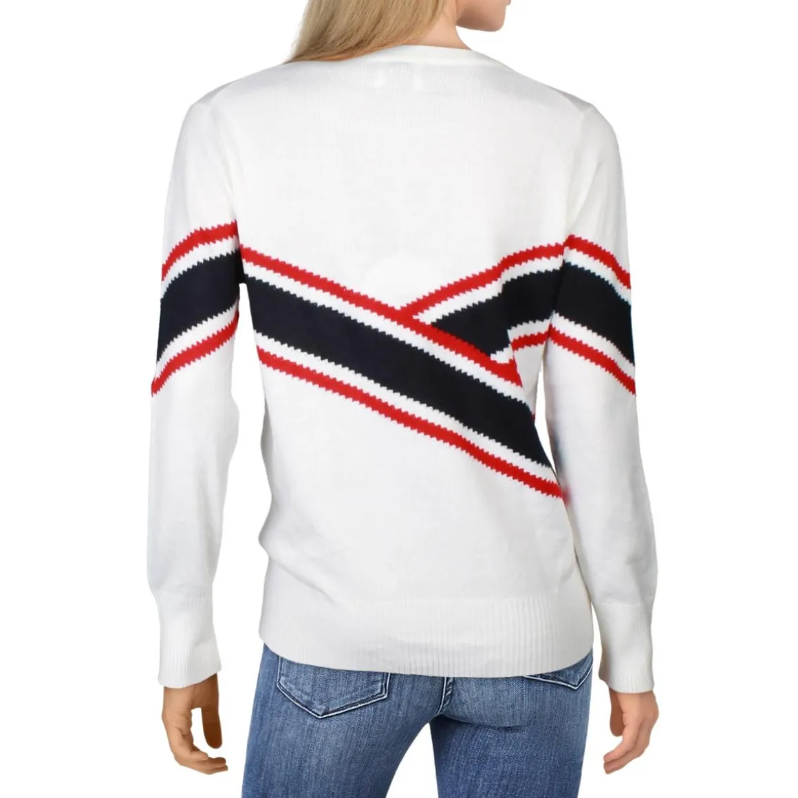 Ribbed Trim Long Sleeve Crewneck Sweater
