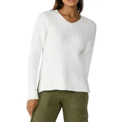 Ribbed V-Neck Pullover Sweater