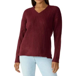Ribbed V-Neck Pullover Sweater