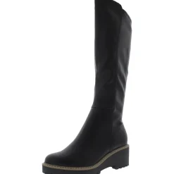 Risky Faux Leather Lug Sole Knee-High Boots