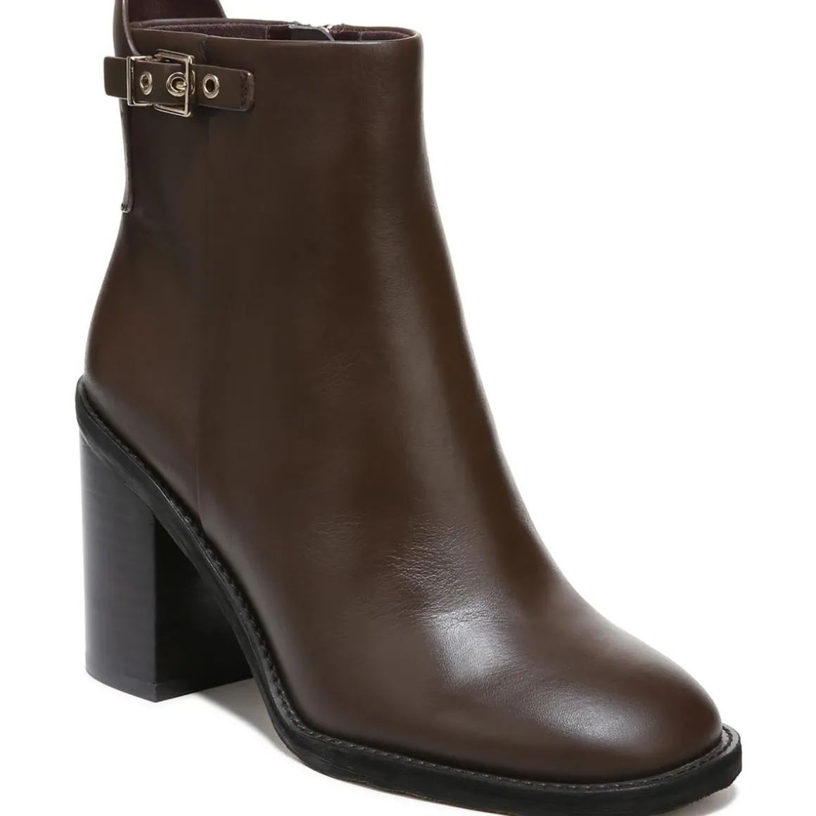 Rivet Leather Block Heel Booties