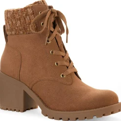 Romina Knit Ankle Combat & Lace-up Boots