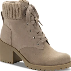 Romina Knit Ankle Combat & Lace-up Boots