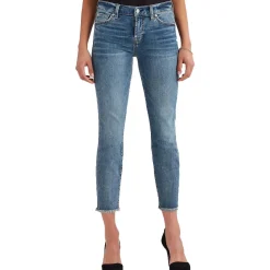 Roxanne Slim Ankle Frayed Hem Denim Cigarette Jeans