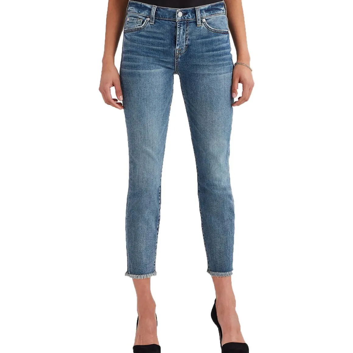 Roxanne Slim Ankle Frayed Hem Denim Cigarette Jeans