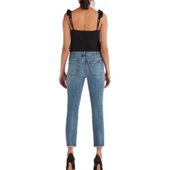 Roxanne Slim Ankle Frayed Hem Denim Cigarette Jeans