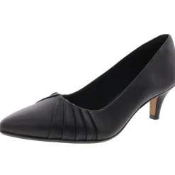 Ruched Faux Leather Kitten Heels