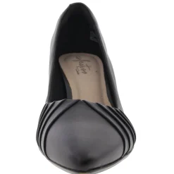 Ruched Faux Leather Kitten Heels