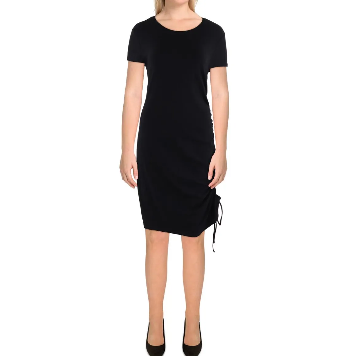 Ruched Rayon T-Shirt Dress