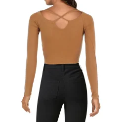 Ruched Tie Front Long Sleeve Crop Top