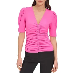 Ruched V Neck Pullover Top