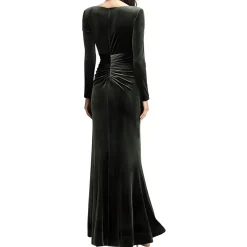 Ruched Velvet Evening Dress
