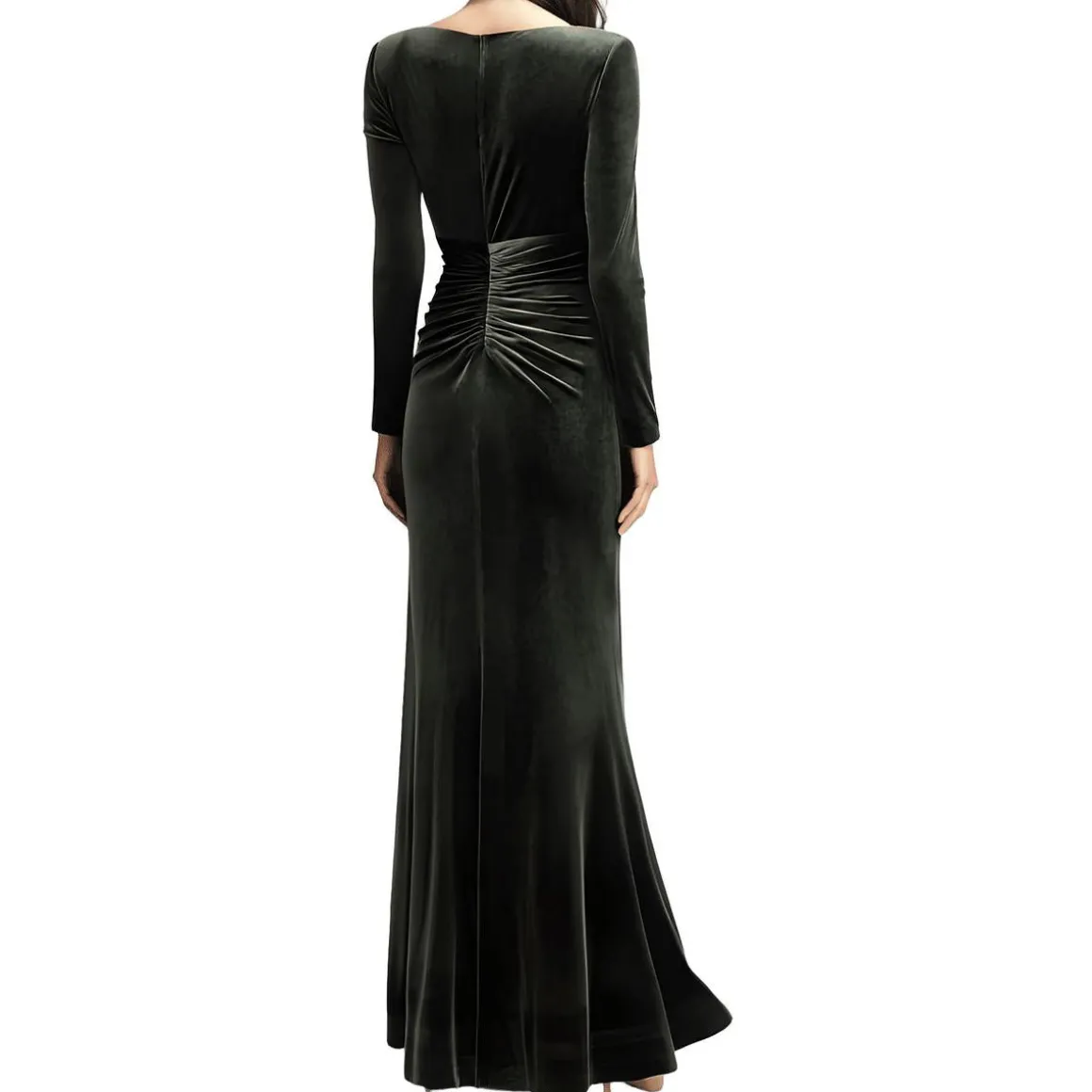 Ruched Velvet Evening Dress